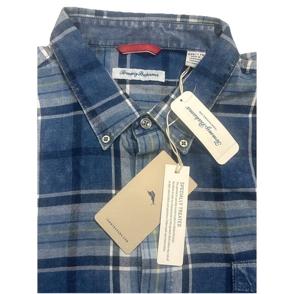 Tommy Bahama Mens XXL Hola Indigo Bering Blue Plaid Short Sleeve Button-Up Shirt - Picture 3 of 12